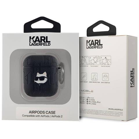 Custodia Per Airpods 1/2 Choupette Gaufré, Nero - Foto 3
