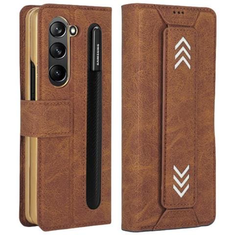Custodia Per Samsung Galaxy Z Fold, Custodia Pieghevole Protettiva E Antiurto Per Telefono Brown Modello 4 - Foto 1