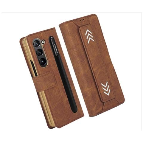Custodia Per Samsung Galaxy Z Fold, Custodia Pieghevole Protettiva E Antiurto Per Telefono Brown Modello 4 - Foto 2