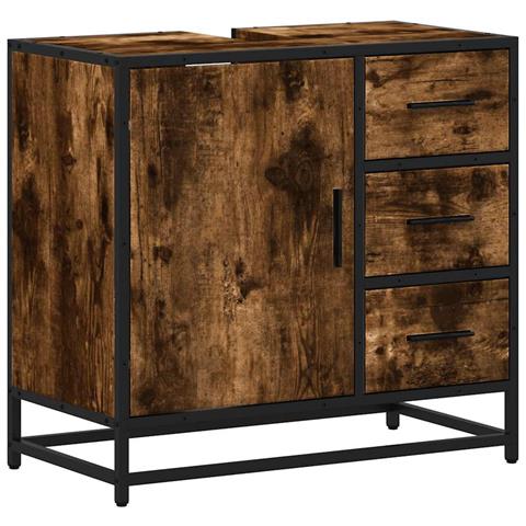 Mobile Lavabo Bagno Rovere Fumo 65x33x60 Cm Legno Multistrato - Foto 2