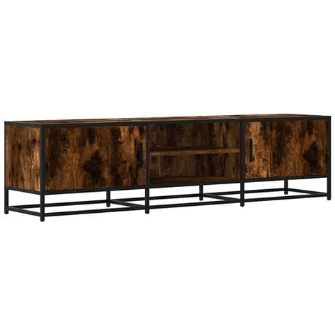 Mobile Tv Rovere Fumo 160x35x41 Cm Legno Multistrato E Metallo - Foto 2
