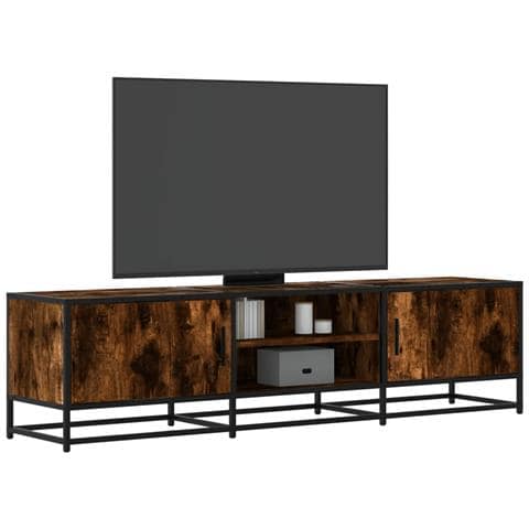 Mobile Tv Rovere Fumo 160x35x41 Cm Legno Multistrato E Metallo - Foto 1