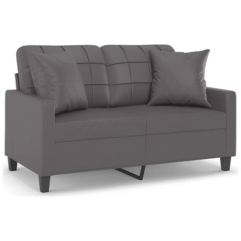 Divano A 2 Posti Con Cuscini Grigio 120 Cm In Similpelle - Foto 2