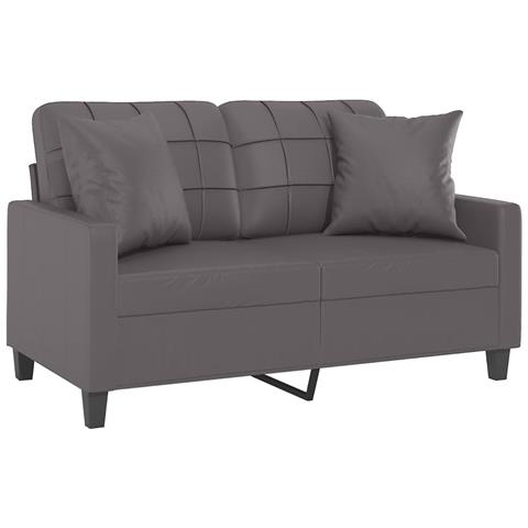 Divano A 2 Posti Con Cuscini Grigio 120 Cm In Similpelle - Foto 3