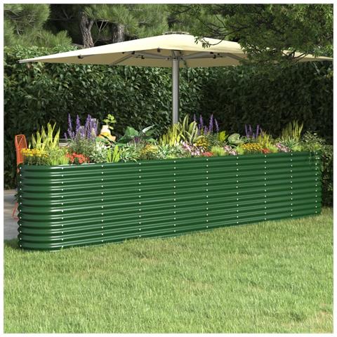 Letto Giardino Acciaio Verniciato A Polvere 332x40x68 Cm Verde - Foto 6