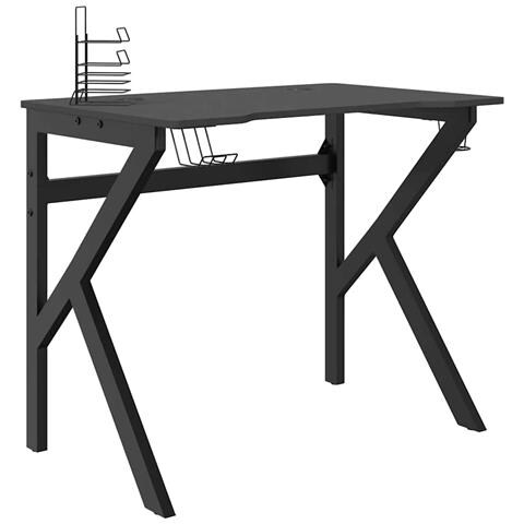 Lusso Casadino -  Scrivania Da Gaming Con Gambe A K Nera 90x60x75 Cm - Foto 1