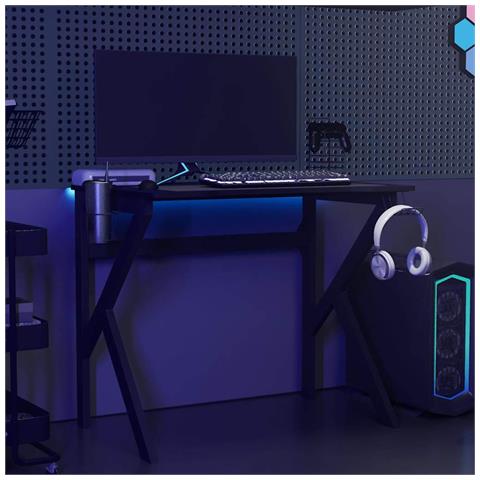 Lusso Casadino -  Scrivania Da Gaming Con Gambe A K Nera 90x60x75 Cm - Foto 2