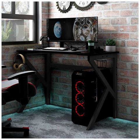 Lusso Casadino -  Scrivania Da Gaming Con Gambe A K Nera 90x60x75 Cm - Foto 8
