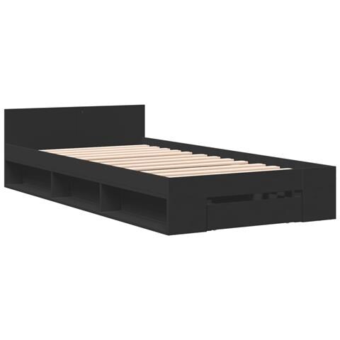 Giroletto Con Cassetto Nero 75x190 Cm In Legno Multistrato - Foto 2