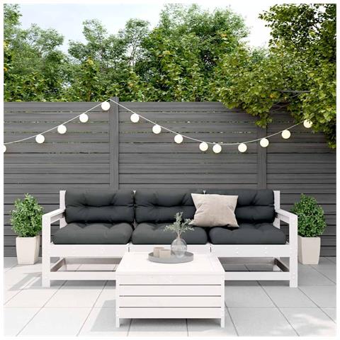 Lusso Casadino - Set Salotto Giardino 4pz Con Cuscini Bianco Legno Massello Pino - Foto 2
