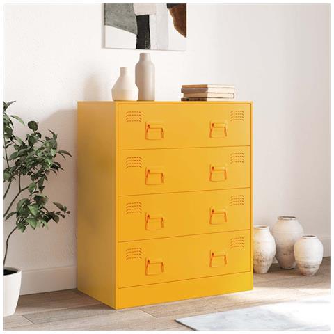 Credenza Giallo Senape 67x39x83 Cm In Acciaio - Foto 2