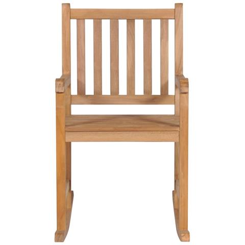 Sedia A Dondolo Con Cuscino Grigio In Legno Di Teak - Foto 8