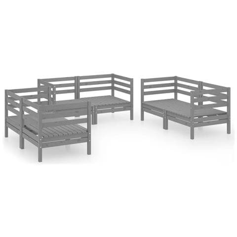 Lusso Casadino -  Set Divani Da Giardino 6 Pz Grigio In Legno Massello Di Pino - Foto 1