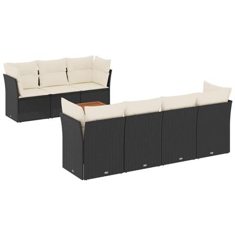 Set Divani da Giardino con Cuscini 8 pz Nero in Polyrattan - Foto 1