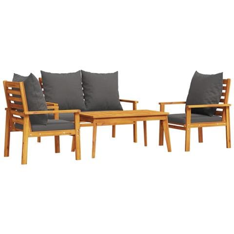 Set Salotto da Giardino 4pz con Cuscini Legno Massello Acacia - Foto 1