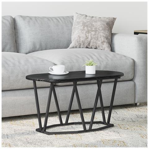 Tavolino da caffè  Nero Rovere 80x40x40,5 cm in Legno Composito e Metallo - Foto 2