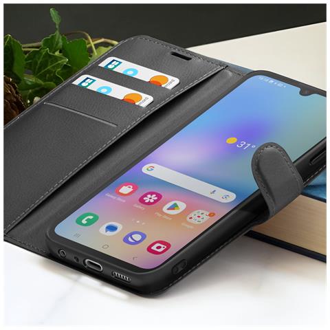 Custodia A Portafoglio Per Galaxy A05s Con Funzione Di Supporto E Linguetta Magnetica, Nero - Foto 2