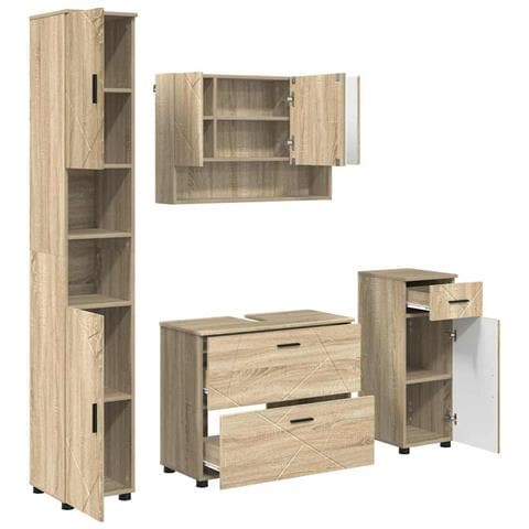 Set di mobili per il bagno 4 pcs rovere sonoma 30 x 35 x 192 cm - Foto 1