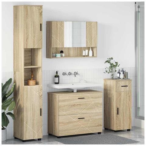 Set di mobili per il bagno 4 pcs rovere sonoma 30 x 35 x 192 cm - Foto 2