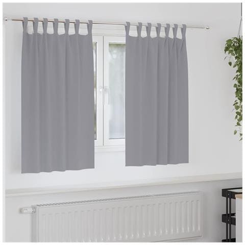 Tende con tende 2 pcs Grigio chiaro Poliestere - Foto 2