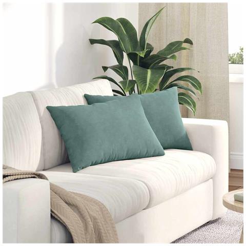 Cuscini da Divano 2 pcs Verde Mare 60 x 40 cm Tessuto in Cords - Foto 2