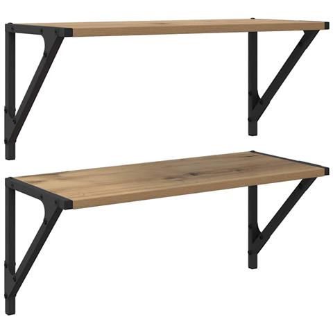 Scaffali da parete 2 pcs Rovere artigianale 60 x 25 x 25,5 cm - Foto 1