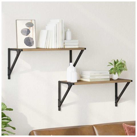 Scaffali da parete 2 pcs Rovere artigianale 60 x 25 x 25,5 cm - Foto 2
