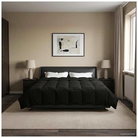 Duvet Invernale Trapuntato Nero 200 x 240 cm Microfibra - Foto 2