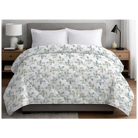 Trapuntino Piumino Estivo Primaverile 100gr Mq Leggero Disegno Petalo Matrimoniale Verde - Foto 1