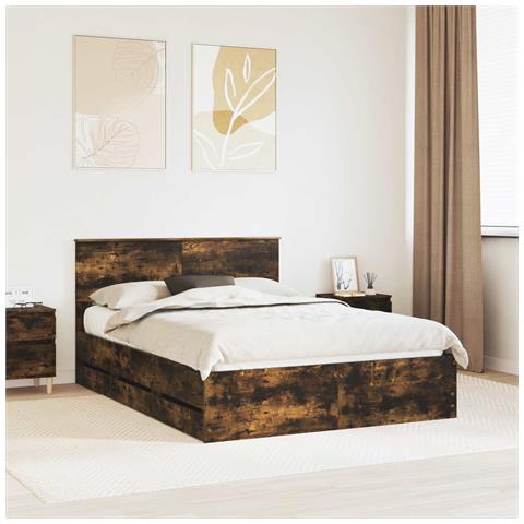 Struttura del letto con cassetto Rovere fumé 140 x 200 cm - Foto 2