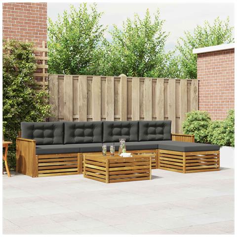 Set di divani da esterno con cuscino 6 pcs Naturale e Antracite - Foto 2