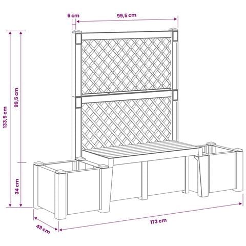 Panchina da Giardino Kopenhagen Bianco 173 x 49 x 135,5 cm PP - Foto 8