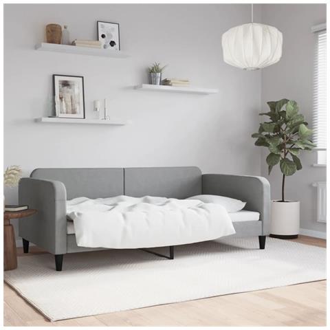 Letto da Giorno Grigio Chiaro 100x190 cm in Tessuto - Foto 2