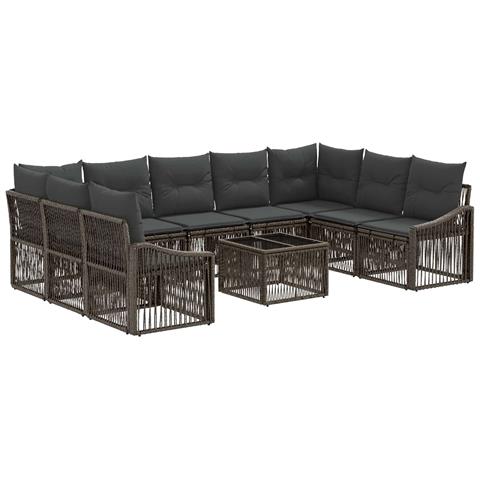 Set Divano da Giardino 10 pcs Grigio polyrattan - Foto 1
