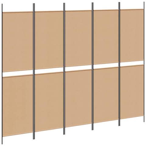 Pannello divisorio a 5 parti Beige 250 x 200 cm Tessuto - Foto 1
