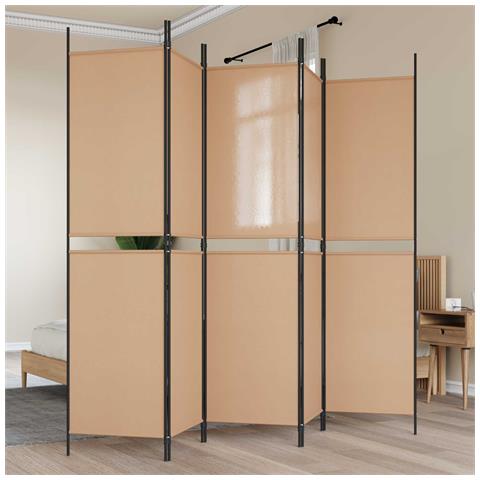 Pannello divisorio a 5 parti Beige 250 x 200 cm Tessuto - Foto 2