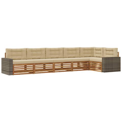 Set di divani da esterno 6 pcs Naturale e Beige - Foto 1