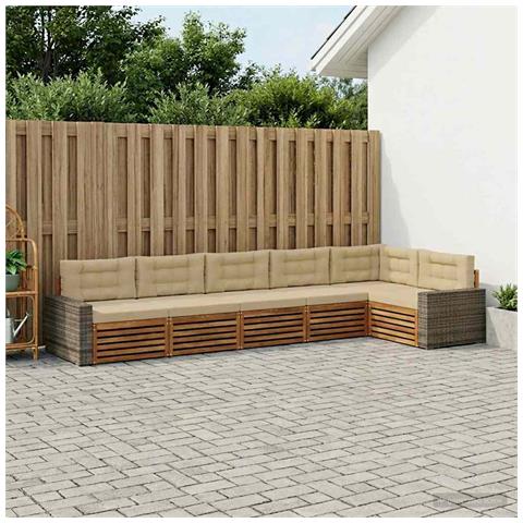 Set di divani da esterno 6 pcs Naturale e Beige - Foto 2