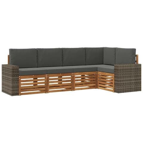 Set divano sezionale con cuscino 5 pcs Naturale e Antracite - Foto 1