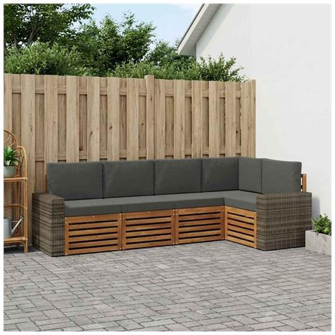 Set divano sezionale con cuscino 5 pcs Naturale e Antracite - Foto 2