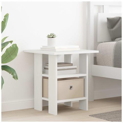 Comodino con cassetto Bianco 41 x 40 x 45 cm Legno multistrato - Foto 2