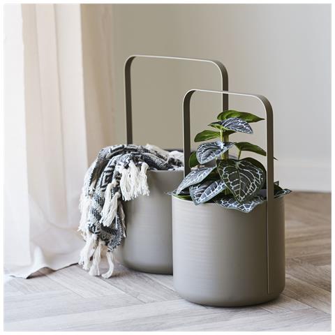 Pianta Artificiale Con Foglie Decorate Verde E Argento In Vaso Nero 33 Cm - Foto 4