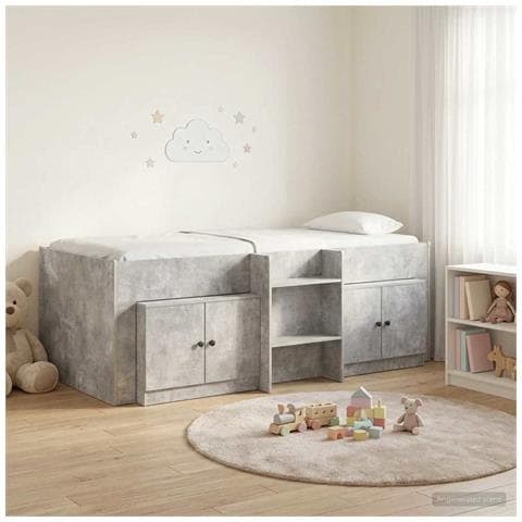 Struttura Letto Loft con Mobile con porta 3 pz Grigio Cemento - Foto 2