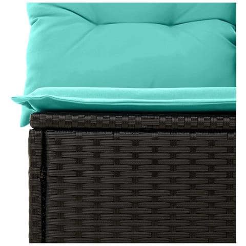 Set Divano da Giardino 5 pcs Nero e Turchese polyrattan - Foto 9