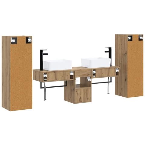 Set di mobili per il bagno 5 pz Rovere Artigianale - Foto 2