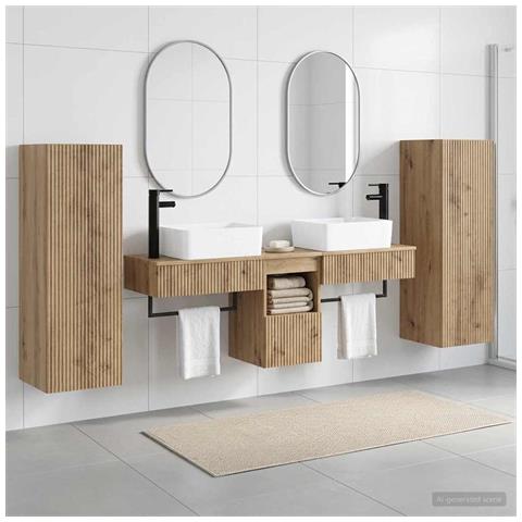 Set di mobili per il bagno 5 pz Rovere Artigianale - Foto 10