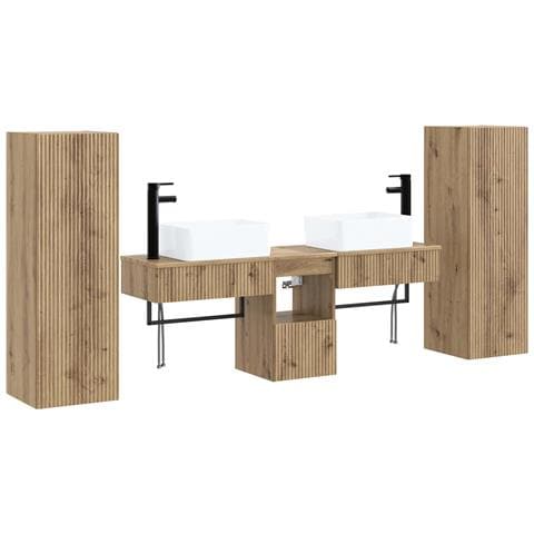 Set di mobili per il bagno 5 pz Rovere Artigianale - Foto 1