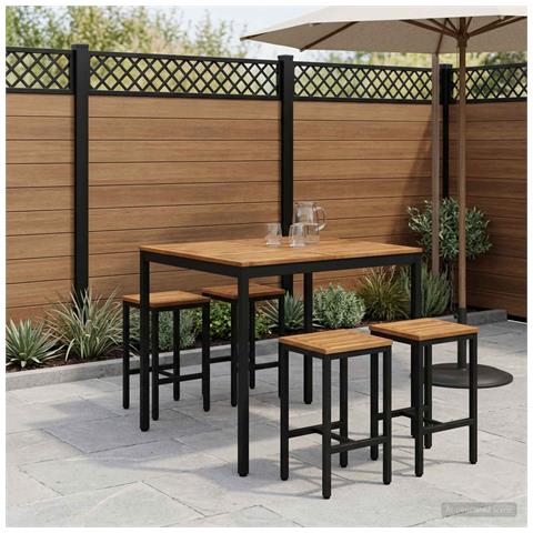 Tavolo Bar da Giardino Naturale e Nero 110 x 108,5 x 105 cm - Foto 2