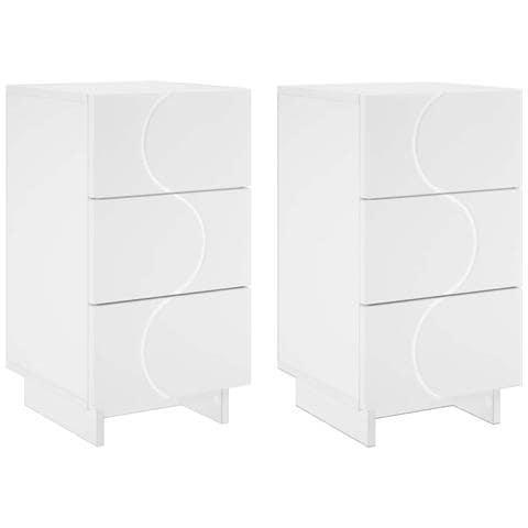 Comodino 2 pz Bianco 33,5 x 34,5 x 60 cm Legno composito - Foto 1