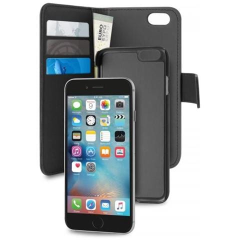 Custodia Flip Cover in Ecopelle per iPhone 6/6s / 7 +3 Vani + Tasca Banconote Nero - Foto 2